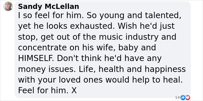 Comment discussing concerns about Justin Bieber's well-being and suggesting a break from the music industry. Comment discussing concerns about Justin Bieber's well-being and suggesting a break from the music industry.