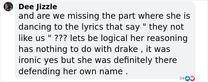 Comment discussing dance lyrics and reasoning unrelated to Drake, emphasizing defending one's name. Comment discussing dance lyrics and reasoning unrelated to Drake, emphasizing defending one's name.