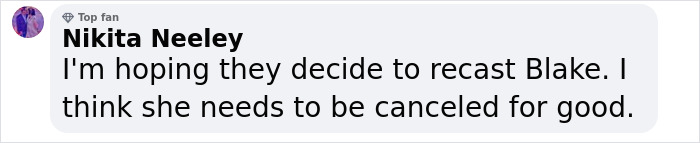 Social media comment referencing Blake Lively's controversy with co-star Anna Kendrick. Social media comment referencing Blake Lively's controversy with co-star Anna Kendrick.