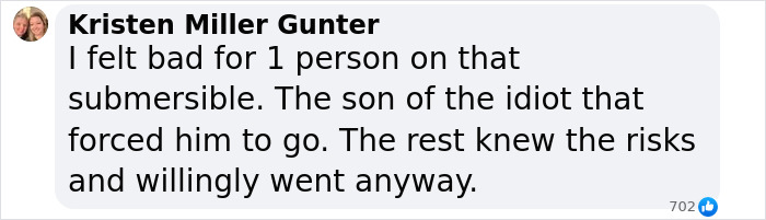 Text message discussing Titan Sub's last moments and risks involved. Text message discussing Titan Sub's last moments and risks involved.