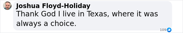 Comment mentioning Texas in context of Covid vaccines choice. Comment mentioning Texas in context of Covid vaccines choice.