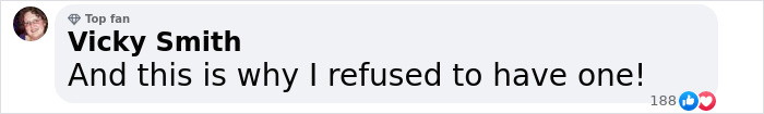 Comment expressing refusal related to Covid vaccines in a social media post. Comment expressing refusal related to Covid vaccines in a social media post.