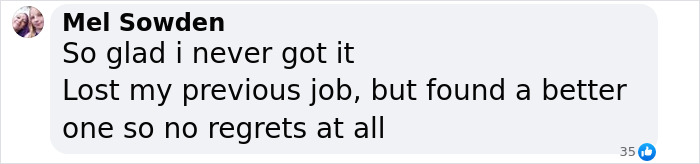 Comment from Mel Sowden expressing relief about not getting Covid vaccines; mentions job change without regret. Comment from Mel Sowden expressing relief about not getting Covid vaccines; mentions job change without regret.