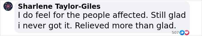 Comment expressing relief about COVID vaccines, feeling sympathy for those affected. Comment expressing relief about COVID vaccines, feeling sympathy for those affected.