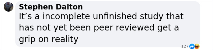 Text comment on vaccine study skepticism, emphasizing the lack of peer review. Text comment on vaccine study skepticism, emphasizing the lack of peer review.