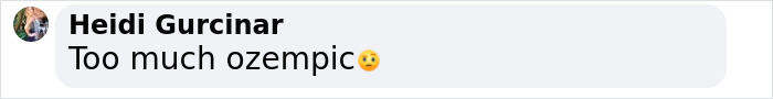 Heidi Gurcinar comments on Ozempic use with a concerned emoji. Heidi Gurcinar comments on Ozempic use with a concerned emoji.
