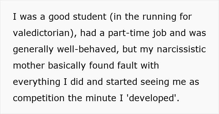 Text describing a teen's struggle with a difficult mother, highlighting their achievements and her reactions. Text describing a teen's struggle with a difficult mother, highlighting their achievements and her reactions.