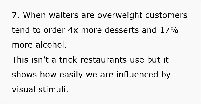 Text discussing how visual stimuli in restaurants influence dessert and alcohol orders. Text discussing how visual stimuli in restaurants influence dessert and alcohol orders.