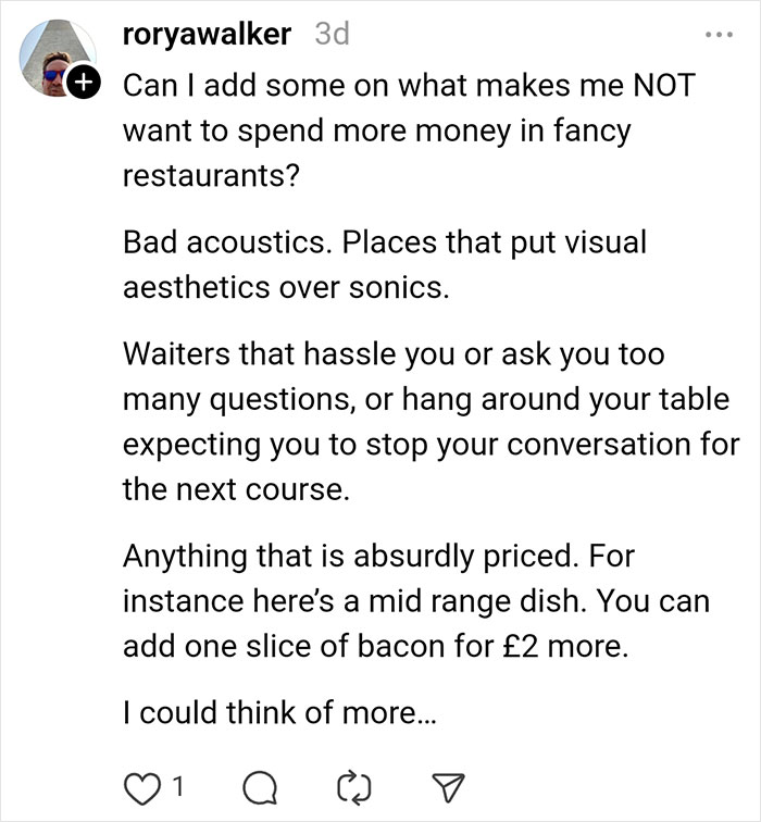 Instagram post text critiquing methods restaurants use to encourage spending. Instagram post text critiquing methods restaurants use to encourage spending.