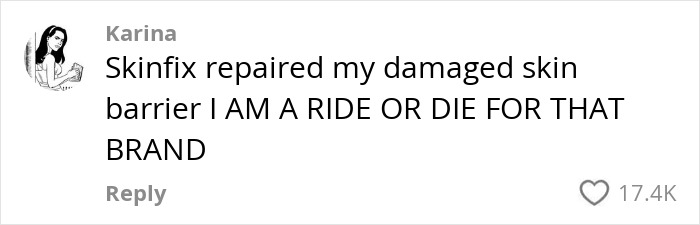 Comment praising Skinfix for repairing skin, in a discussion about Sephora's products and secrets. Comment praising Skinfix for repairing skin, in a discussion about Sephora's products and secrets.