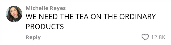 Instagram comment by Michelle Reyes discussing Sephora product secrets. Instagram comment by Michelle Reyes discussing Sephora product secrets.