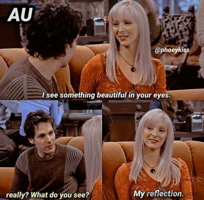 Two people in a hilarious, random dialogue meme, sharing a funny moment on a couch.