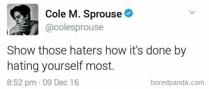 Tweet meme with humorous self-deprecating message, highlighting random internet humor.