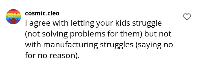 Comment discussing raising entitlement-free kids by allowing natural struggles. Comment discussing raising entitlement-free kids by allowing natural struggles.