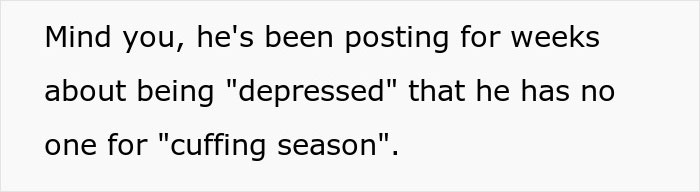 Text about a Zoomer expressing loneliness and lacking a partner for "cuffing season". Text about a Zoomer expressing loneliness and lacking a partner for "cuffing season".