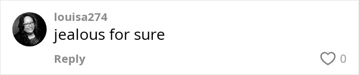 Comment by louisa274 saying 'jealous for sure' with a profile picture in a social media thread. Comment by louisa274 saying 'jealous for sure' with a profile picture in a social media thread.