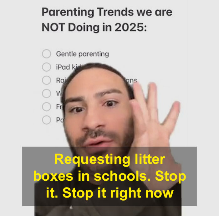 Man critiques gentle parenting trends for 2025, gesturing with hand in a video still. Man critiques gentle parenting trends for 2025, gesturing with hand in a video still.