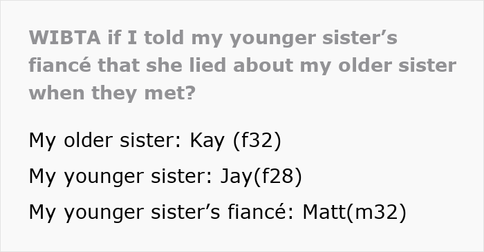 Sister's handsome crush drama, text screenshot with names Kay, Jay, and Matt discussing lies about relationships. Sister's handsome crush drama, text screenshot with names Kay, Jay, and Matt discussing lies about relationships.