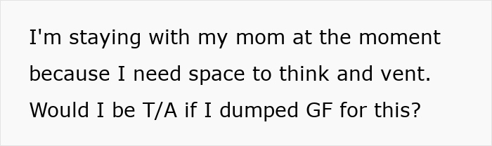 Text about a boyfriend needing space after learning his love story was part of a mean-girl bet. Text about a boyfriend needing space after learning his love story was part of a mean-girl bet.