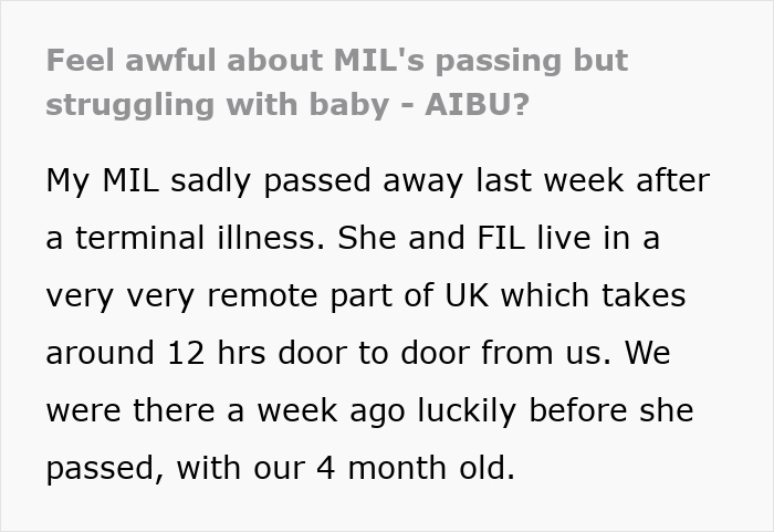 Text about balancing baby's health and attending MIL's funeral trip in remote UK. Text about balancing baby's health and attending MIL's funeral trip in remote UK.
