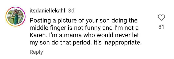 Comment criticizing Chris Hemsworth for posting an inappropriate photo of his son on social media. Comment criticizing Chris Hemsworth for posting an inappropriate photo of his son on social media.