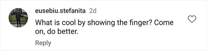 Comment criticizing Chris Hemsworth's photo as inappropriate, suggesting better behavior. Comment criticizing Chris Hemsworth's photo as inappropriate, suggesting better behavior.