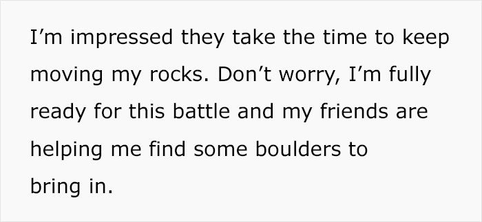 “This Is Not A Driveway”: Woman Prepares A Boulder-Sized Reality Check For Jerk Neighbors “This Is Not A Driveway”: Woman Prepares A Boulder-Sized Reality Check For Jerk Neighbors
