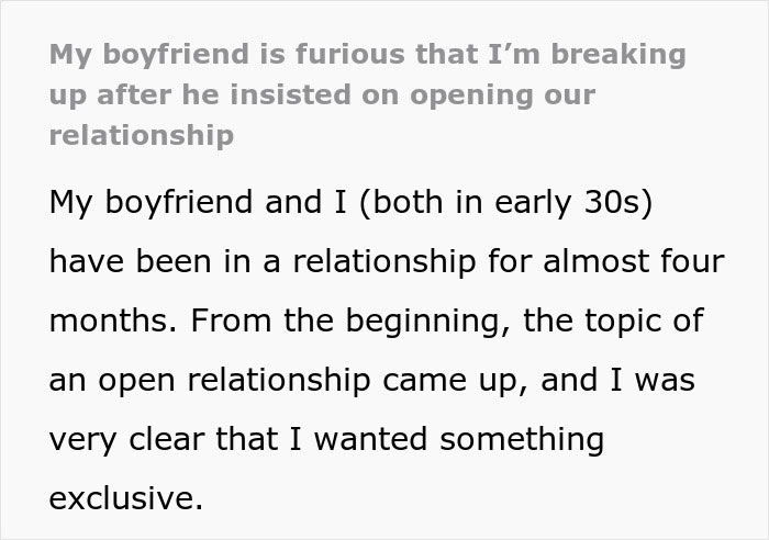 Text about relationship issues and insistence on an open relationship. Text about relationship issues and insistence on an open relationship.