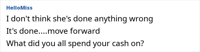Online comment discussing family reactions to niece inheriting fortune. Online comment discussing family reactions to niece inheriting fortune.