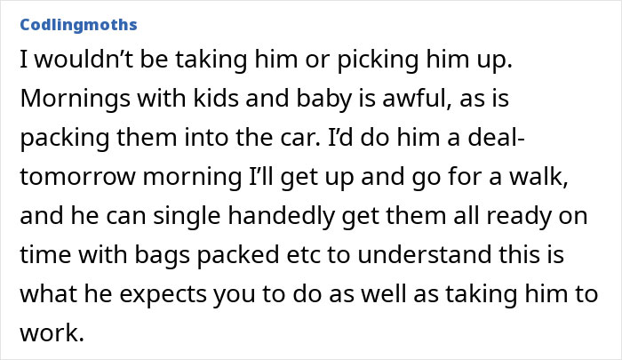 Text screenshot discussing the challenges of driving and picking up husband from work. Text screenshot discussing the challenges of driving and picking up husband from work.