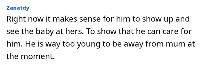 Online user comments against grandma's idea of taking baby from mom every weekend. Online user comments against grandma's idea of taking baby from mom every weekend.