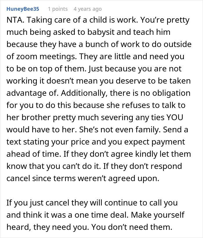 Text conversation about unrealistic expectations for babysitting rates. Text conversation about unrealistic expectations for babysitting rates.