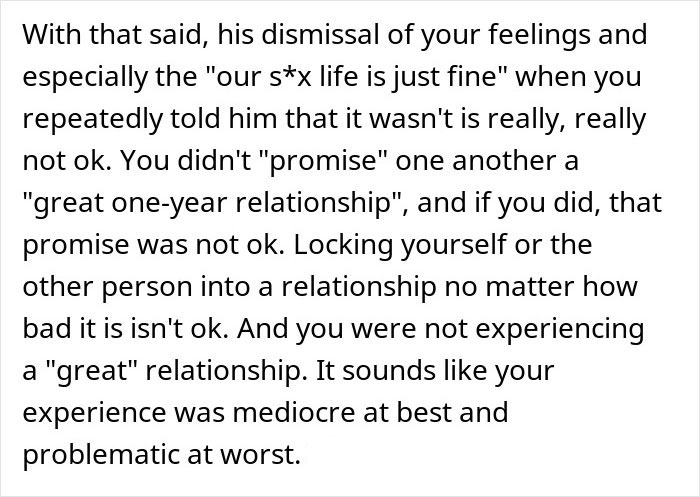 Text describing relationship issues and partner's dismissive behavior. Text describing relationship issues and partner's dismissive behavior.