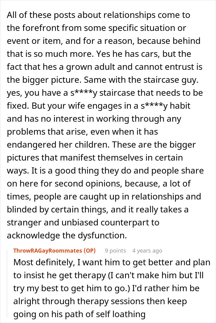 Text discussing relationship challenges and assumptions about breakup due to scars, with a focus on therapy advice. Text discussing relationship challenges and assumptions about breakup due to scars, with a focus on therapy advice.