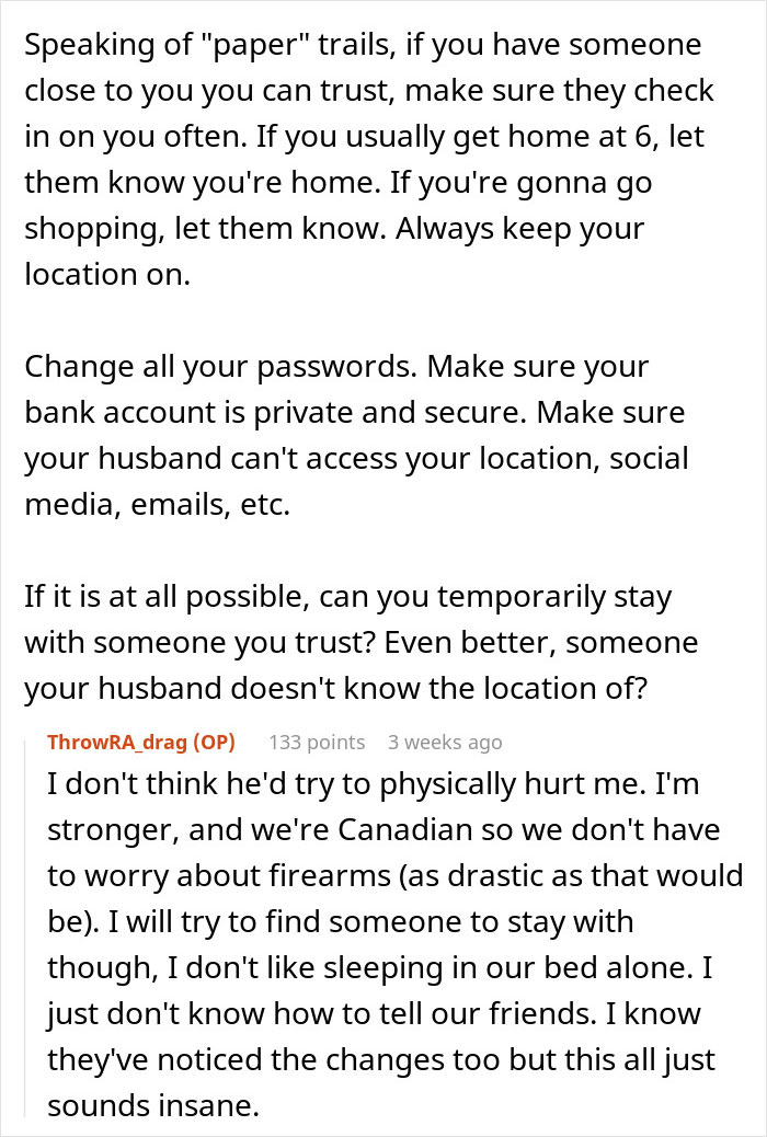 Online advice discussing security measures and staying with trusted friends. Online advice discussing security measures and staying with trusted friends.
