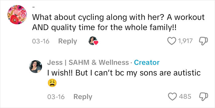 Comments discussing a mom following her daughter on 5k runs, exploring family exercise and challenges with autism. Comments discussing a mom following her daughter on 5k runs, exploring family exercise and challenges with autism.