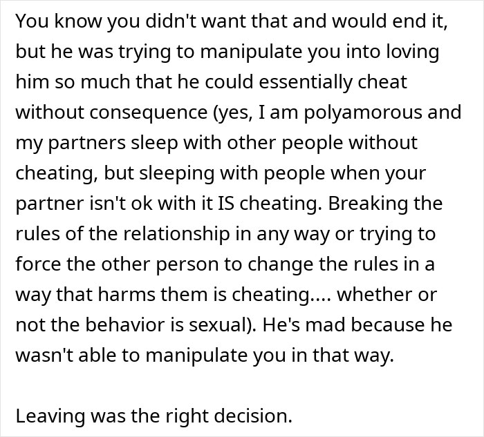 Text conversation about an open relationship, manipulation, and cheating dynamics in a partnership. Text conversation about an open relationship, manipulation, and cheating dynamics in a partnership.