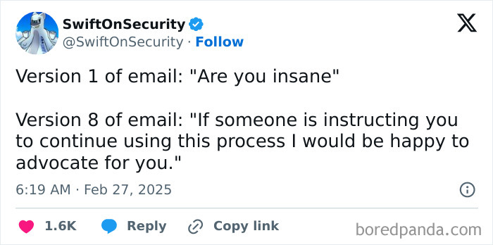 Tweet showcasing a humorous evolution of work email language for politeness, highlighting work-email-jokes.