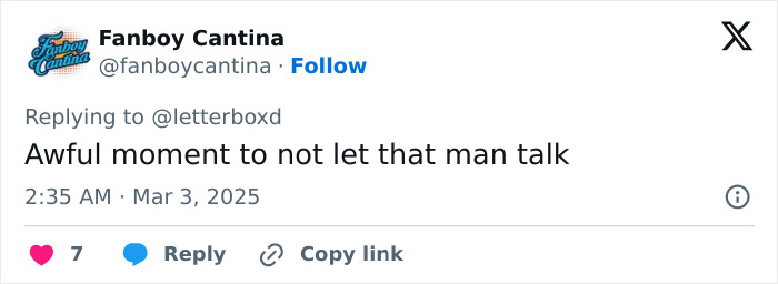 Tweet criticizing an Oscars moment related to Miley Cyrus, mentioning an awful situation where a winner was cut off. Tweet criticizing an Oscars moment related to Miley Cyrus, mentioning an awful situation where a winner was cut off.