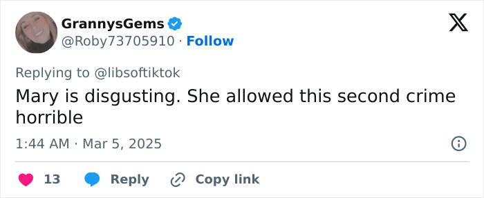 A tweet criticizing lenient prosecutor's actions leading to a second horrific crime. A tweet criticizing lenient prosecutor's actions leading to a second horrific crime.