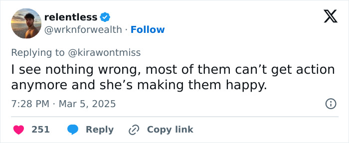 Tweet commenting on adult star sparking fury for nursing home visits. Tweet commenting on adult star sparking fury for nursing home visits.