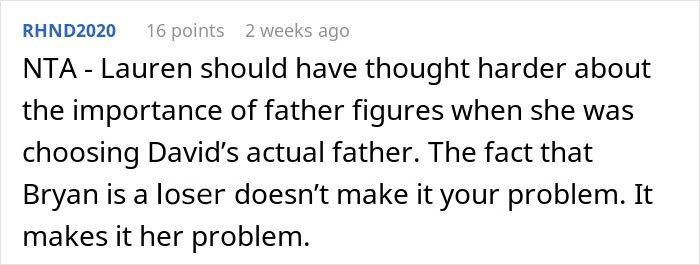 Reddit comment discussing a brother's refusal to take a parental role due to absent father. Reddit comment discussing a brother's refusal to take a parental role due to absent father.