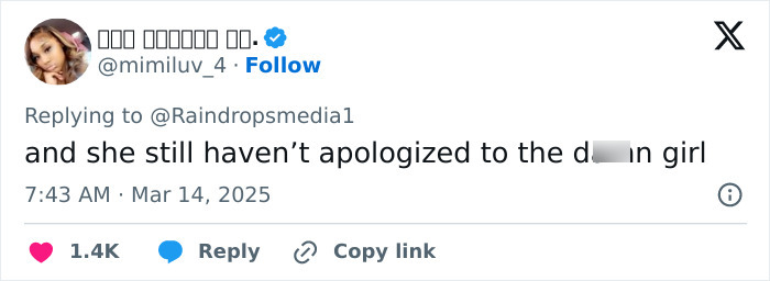 Tweet criticizing a track star's lack of apology after a baton assault charge. Tweet criticizing a track star's lack of apology after a baton assault charge.