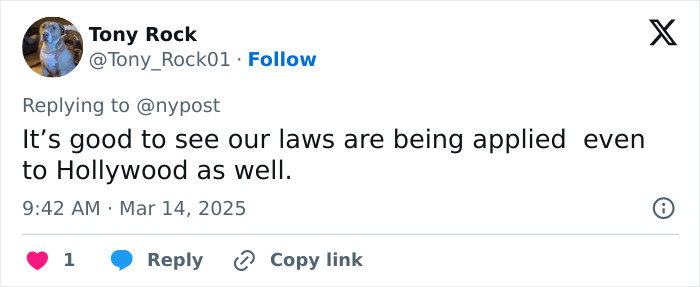 Tweet about ICE laws being applied in Hollywood. Tweet about ICE laws being applied in Hollywood.