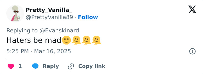 Tweet response about Snow White live-action critics, stating "Haters be mad" with emojis. Tweet response about Snow White live-action critics, stating "Haters be mad" with emojis.