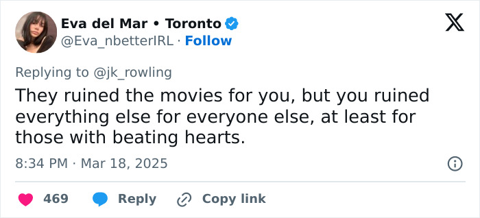 Tweet accusing J.K. Rowling of ruining movies, sparking outrage among 'Harry Potter' stars' fans. Tweet accusing J.K. Rowling of ruining movies, sparking outrage among 'Harry Potter' stars' fans.