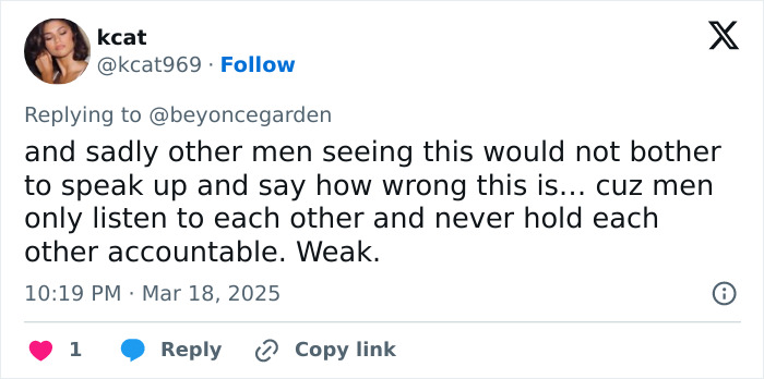 Tweet criticizing male behavior in response to controversial tourist actions. Tweet criticizing male behavior in response to controversial tourist actions.