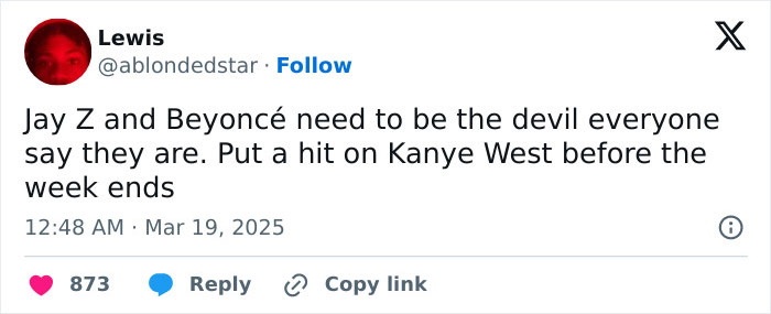Tweet expressing anger from Beyoncé fans over Kanye's comment about Beyoncé's children with Jay-Z. Tweet expressing anger from Beyoncé fans over Kanye's comment about Beyoncé's children with Jay-Z.
