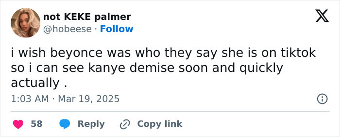 Tweet expressing anger among Beyoncé fans over Kanye's comments about her family with Jay-Z. Tweet expressing anger among Beyoncé fans over Kanye's comments about her family with Jay-Z.