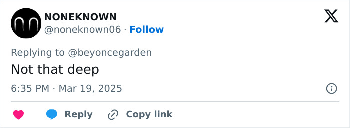 Tweet screenshot with username noneknown06 and text "Not that deep" related to debate about statue groping. Tweet screenshot with username noneknown06 and text "Not that deep" related to debate about statue groping.